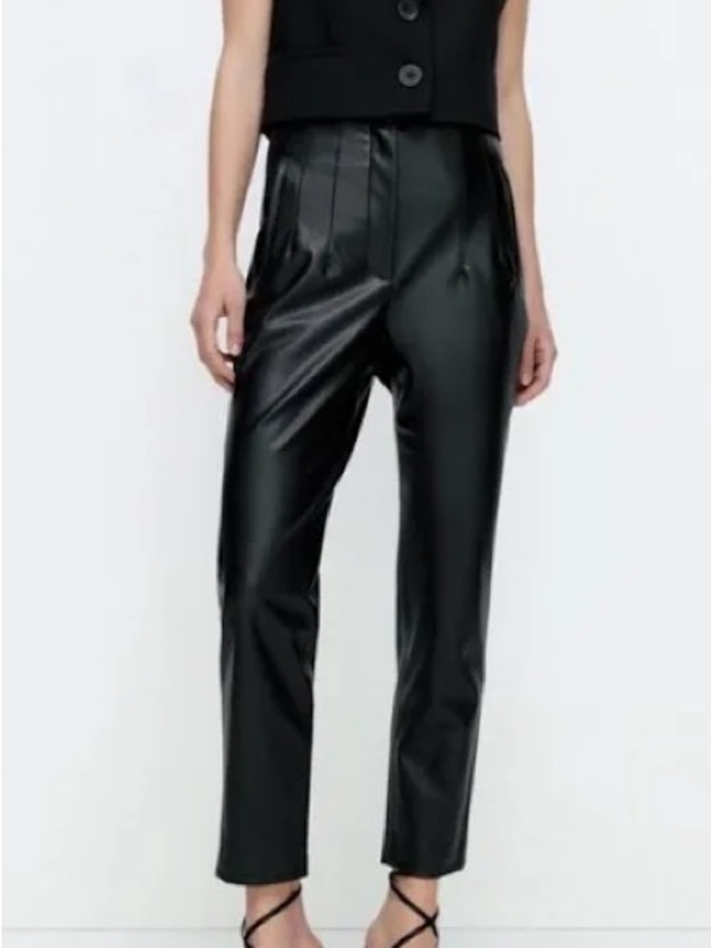ZARA Faux Leather High-Waist women’s pant Black
